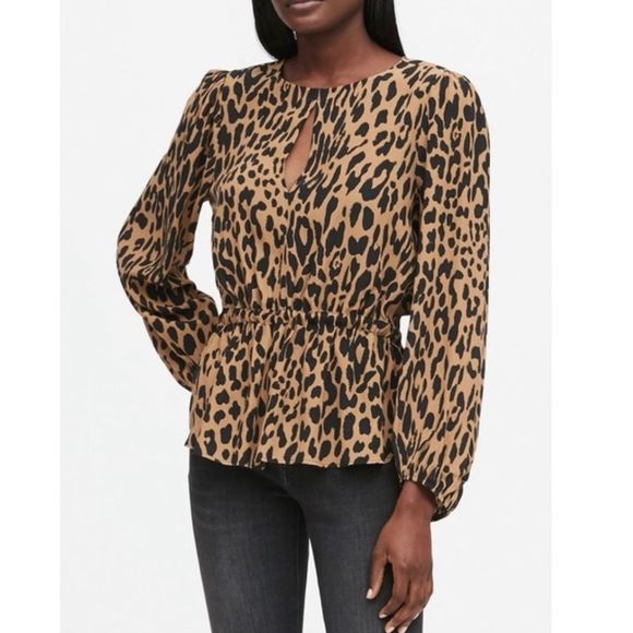 Banana Republic Tops - Banana Republic Peplum Leopard Print Shirt XS​